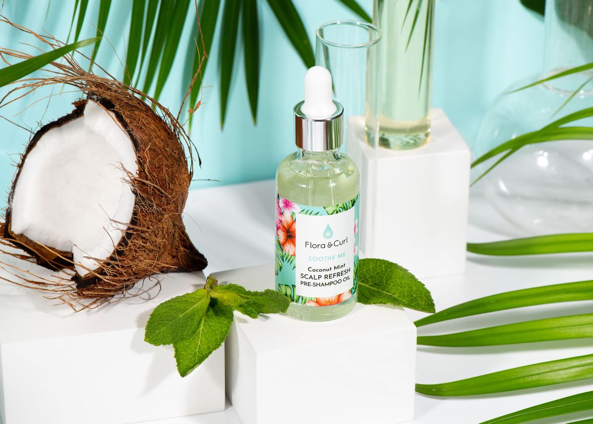 Flora &amp; Curl - Coconut Mint Scalp Refresh Pre-Shampoo Oil